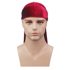 High Velvet Pirate Hat with Long Tail Turban for Men