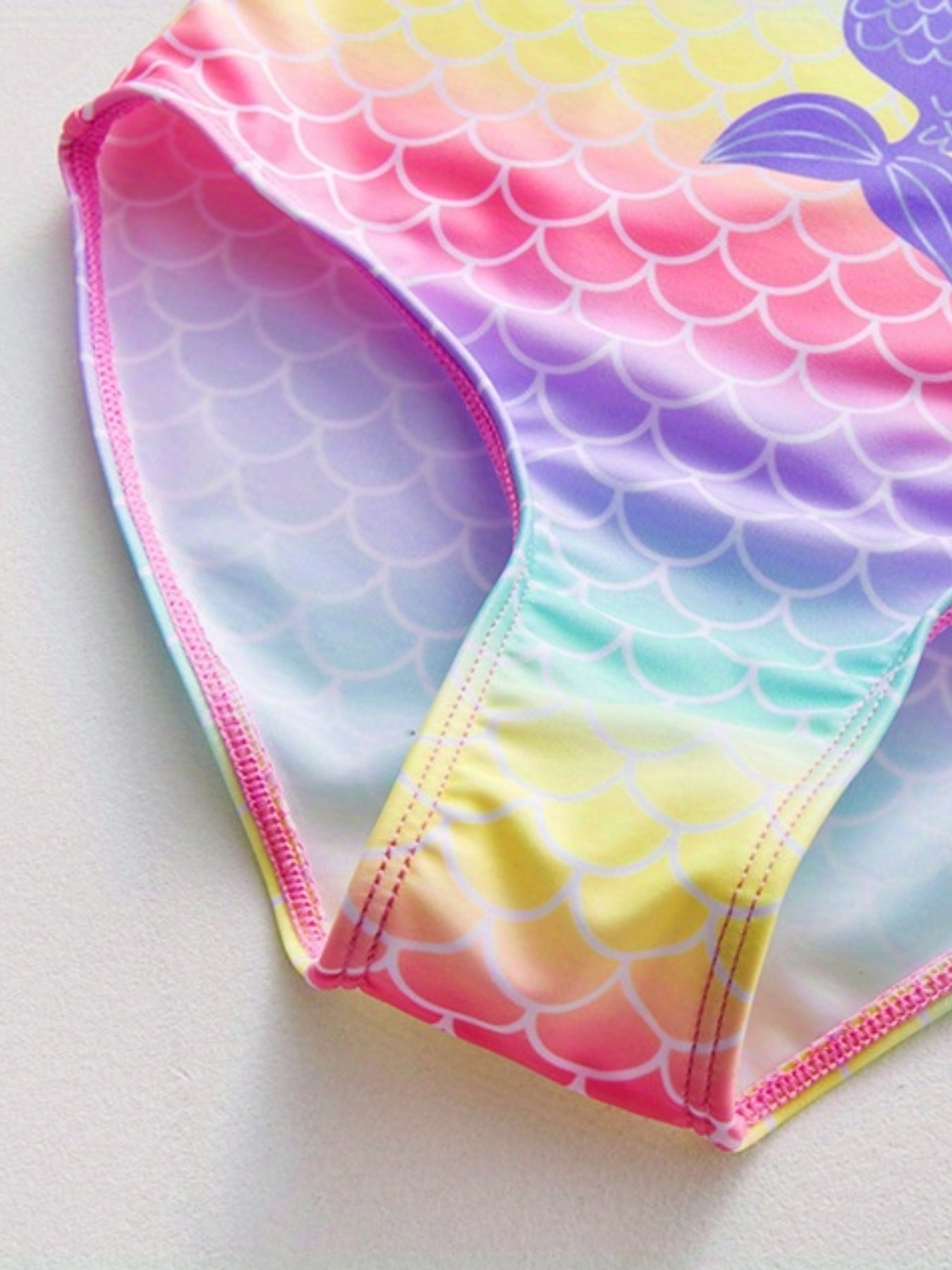 Toddler Girls Cartoon Mermaid Fish Scale One Piece Swimsuit
