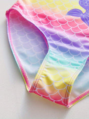 Toddler Girls Cartoon Mermaid Fish Scale One Piece Swimsuit