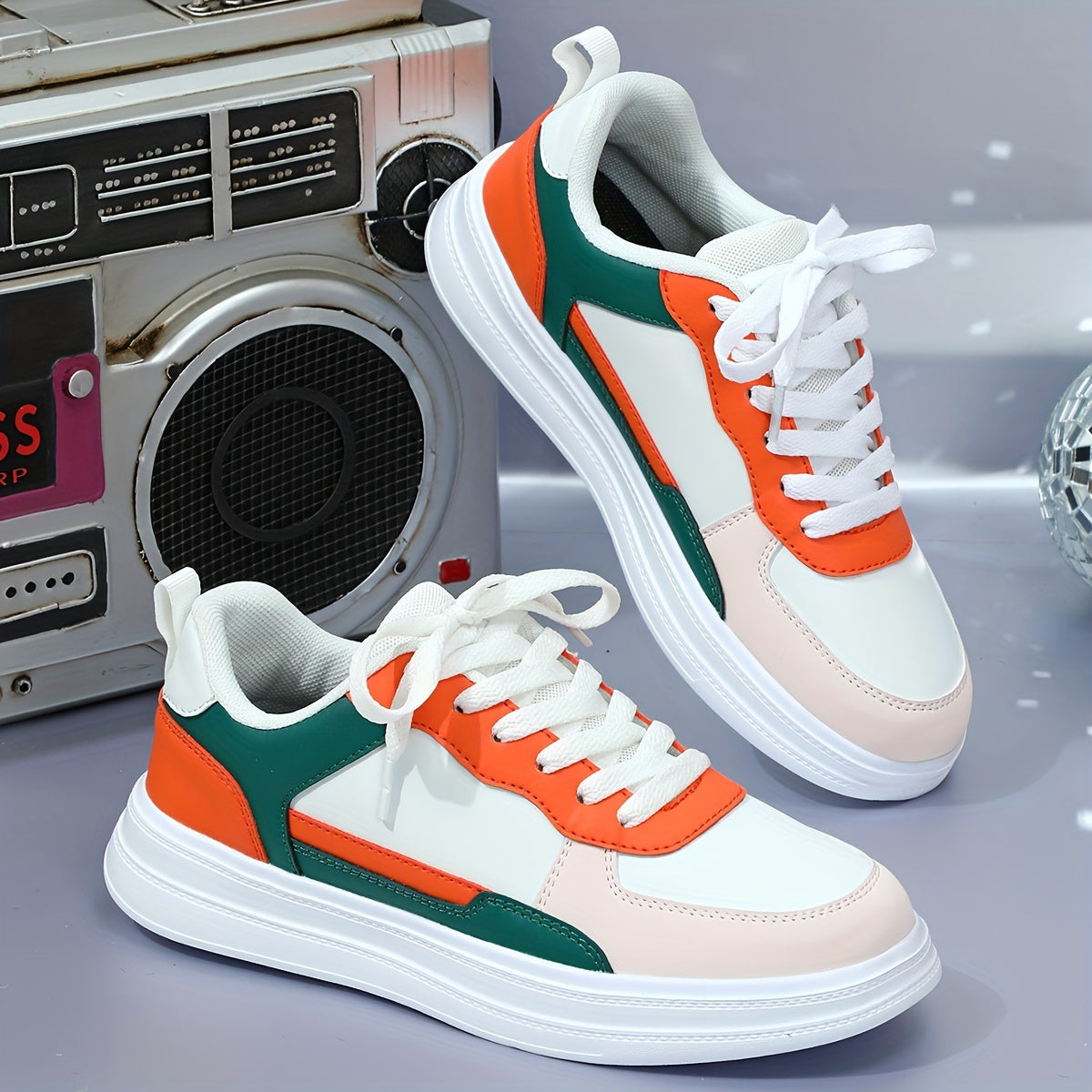Flat Lace Up Skate Shoes Non Slip Outdoor Running Shoes