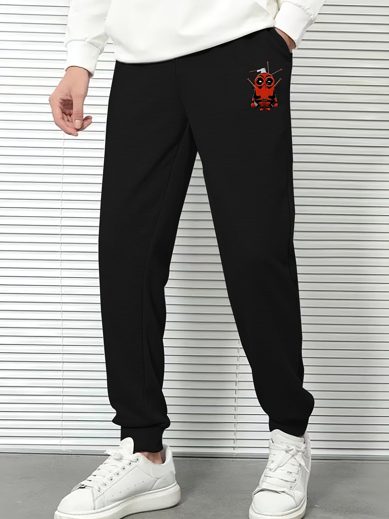 Men's Cartoon Print Elastic Waist Sports Pants