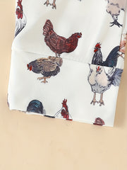 Nugget Print Short Sleeve Onesie & Hen Graphic Pants & Hat Baby's Set