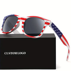 Men's Star Print Striped Sunglasses UV Protection Independence Sunglasses