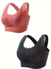 2 Pcs Lace Wireless Bra Criss Cross Back