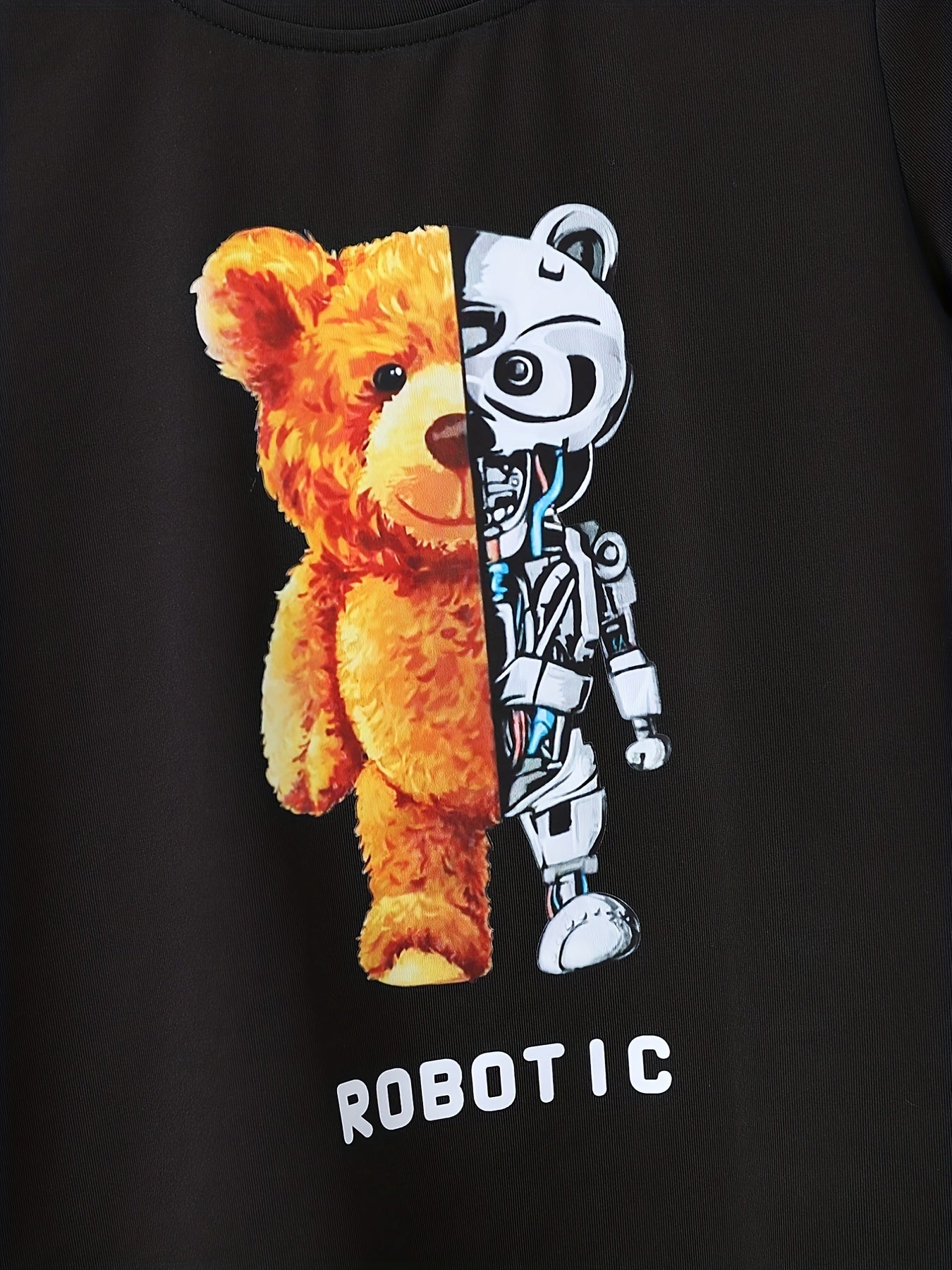 Boys Robotic Bear Outfit Round Neck T shirt & Shorts Kids Summer Clothes