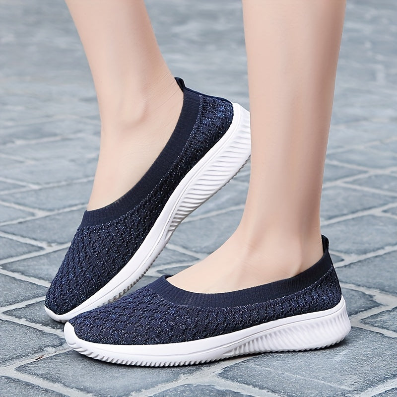 Women's Breathable Knit Slip-On Sneakers Lightweight Flats