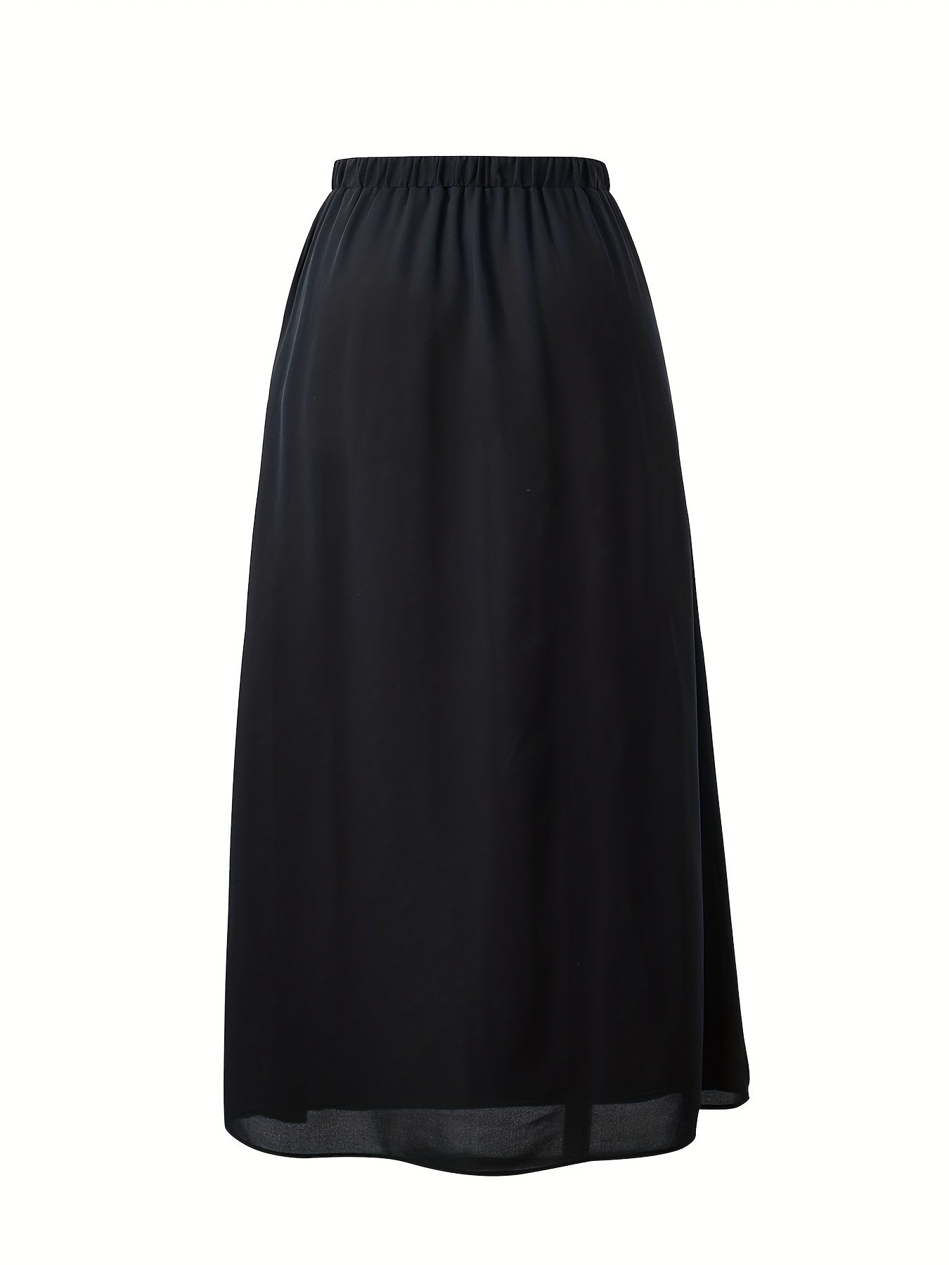 Elastic Waist Split Skirt Casual Solid Skirt for Spring & Summer