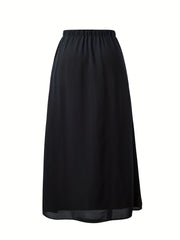 Elastic Waist Split Skirt Casual Solid Skirt for Spring & Summer