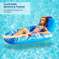 Maple Leaf Pattern Inflatable Pool Float Lounge Chair with Cup Holders