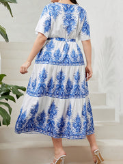 Boho Kaftan Dress Women's Plus Tribal Print Maxi Dress