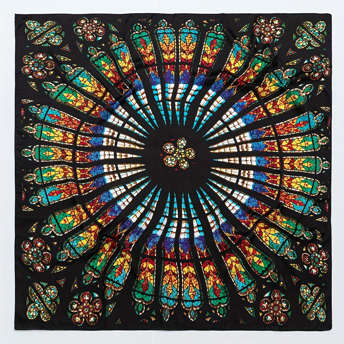 Peacock Circle Geometric Print Bandana Boho Square Scarf
