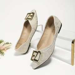 Women's Pointed Toe Ballet Flats Metal Decor Slip On Shoes