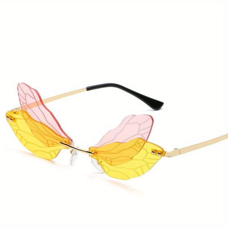 Dragonfly Wings Sunglasses Rimless Photo Booth Props UV400