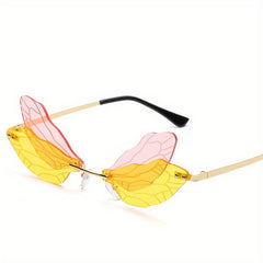 Dragonfly Wings Sunglasses Rimless Photo Booth Props UV400