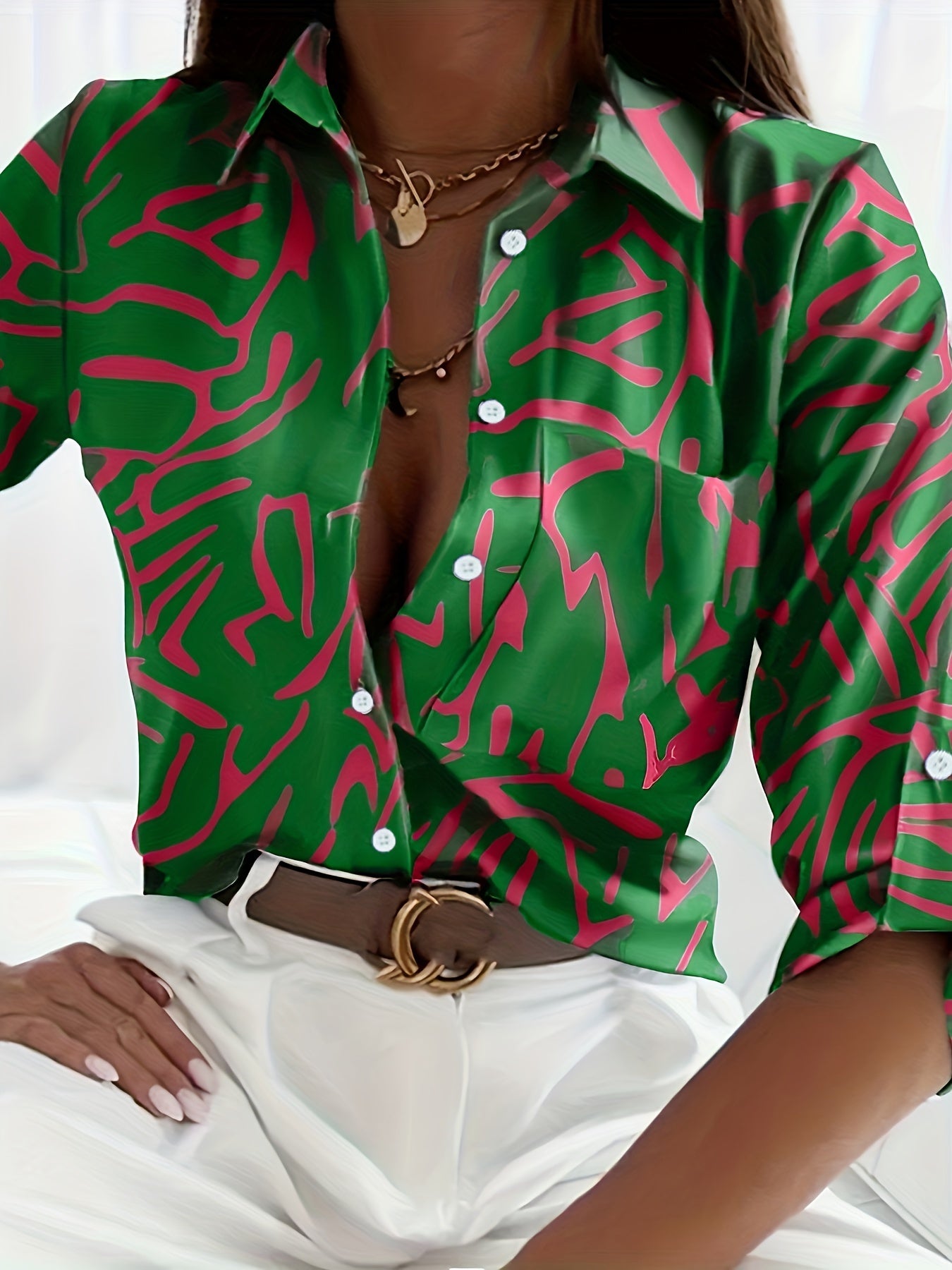 Graffiti Print Long Sleeve Button Up Shirt