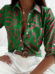 Graffiti Print Long Sleeve Button Up Shirt