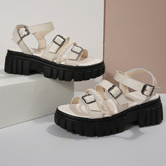 Women's Buckle Platform Sandals Braided Straps Outdoor Sandals