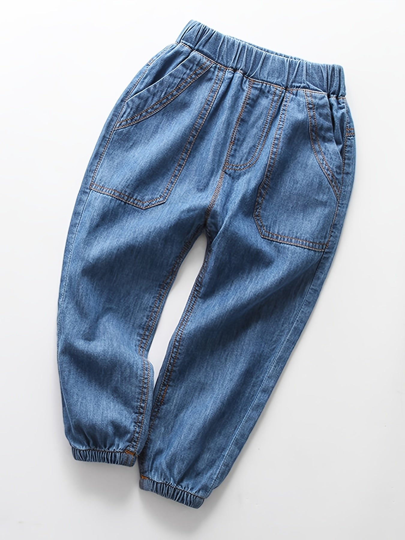 Boys Casual Denim Jeans Elastic Waist