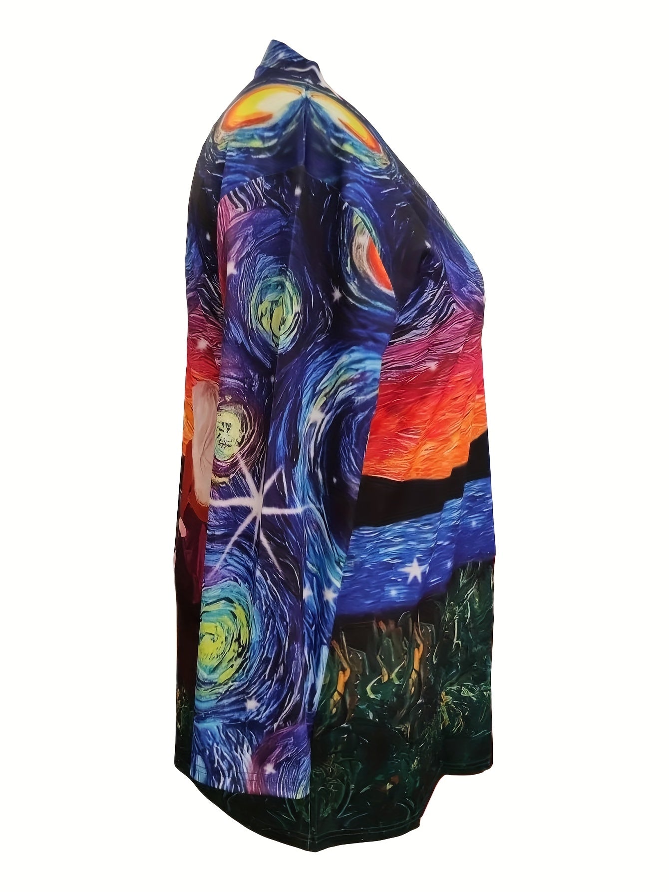 Painting Print Open Front Cardigan