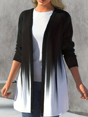 Ombre Print Long Sleeve Open Front Cardigan