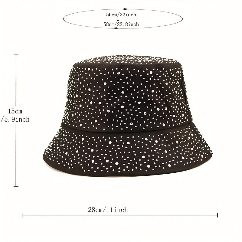 Rhinestone Decor Bucket Hat Lightweight Solid Casual Sun Hat