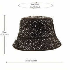 Rhinestone Decor Bucket Hat Lightweight Solid Casual Sun Hat