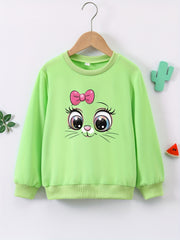 Kitty Face Graphic Pullover Girls Sweatshirt
