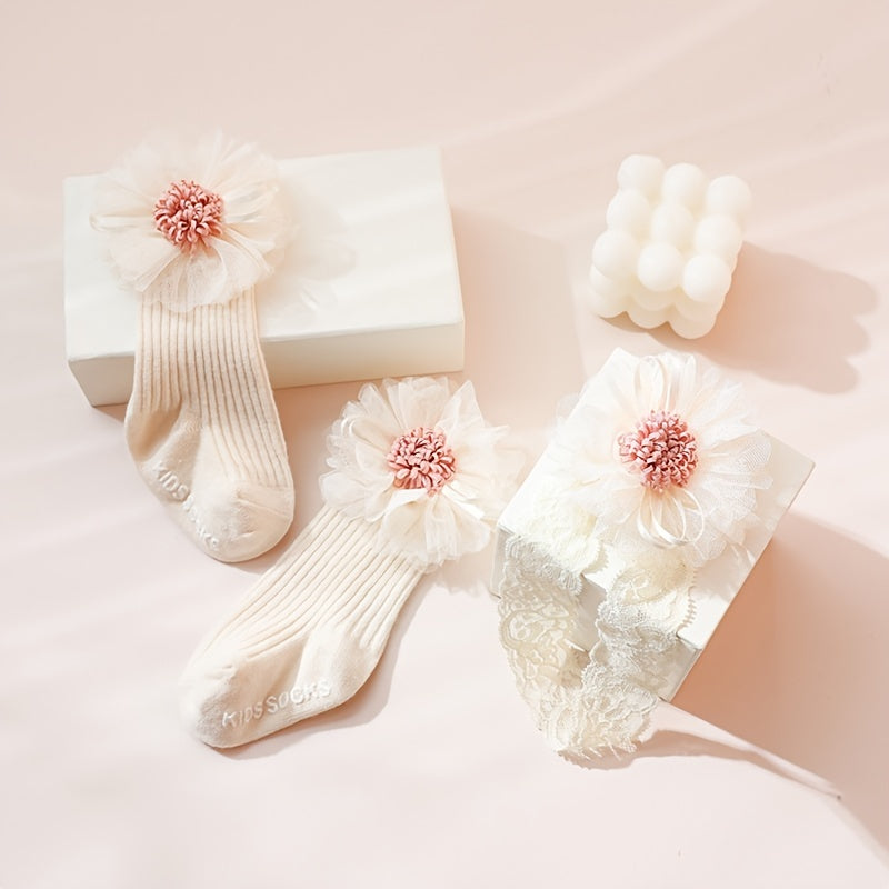 2pcs Baby Girl Bow Socks & Headband Set