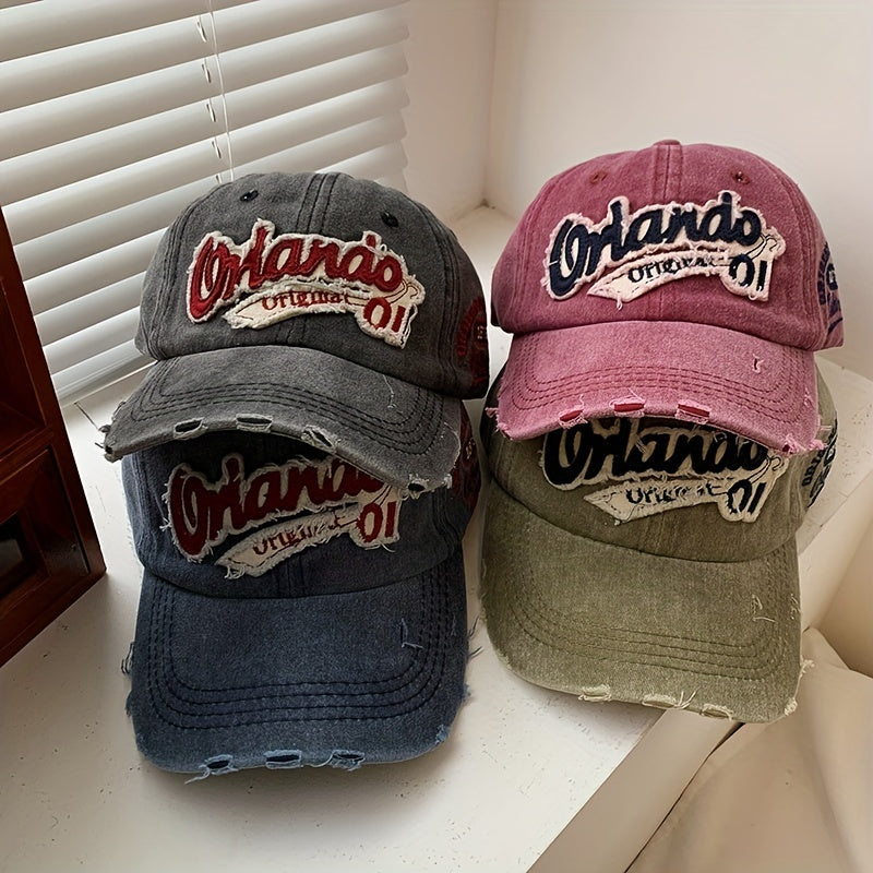 Letter Embroidery Patch Baseball Cap Vintage Washed Distressed Sun Hat