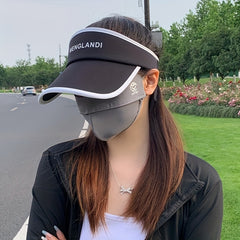 Women's Cotton Solid Visor Hat Summer UV Protection Lightweight Ponytail Cap