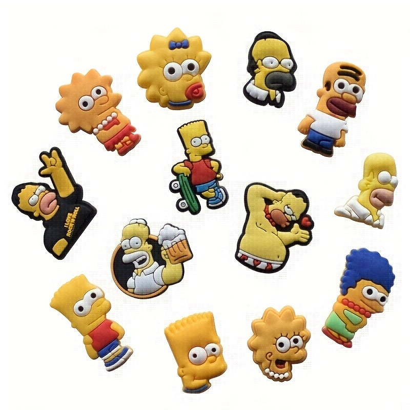 15pcs Cartoon Shoe Charms for Clogs Jigs Bubble Slides PVC Shoe Decorations