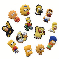 15pcs Cartoon Shoe Charms for Clogs Jigs Bubble Slides PVC Shoe Decorations