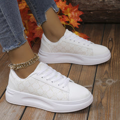 Women's Striped Lace Sparkle Sneakers Height Increasing Board Shoes