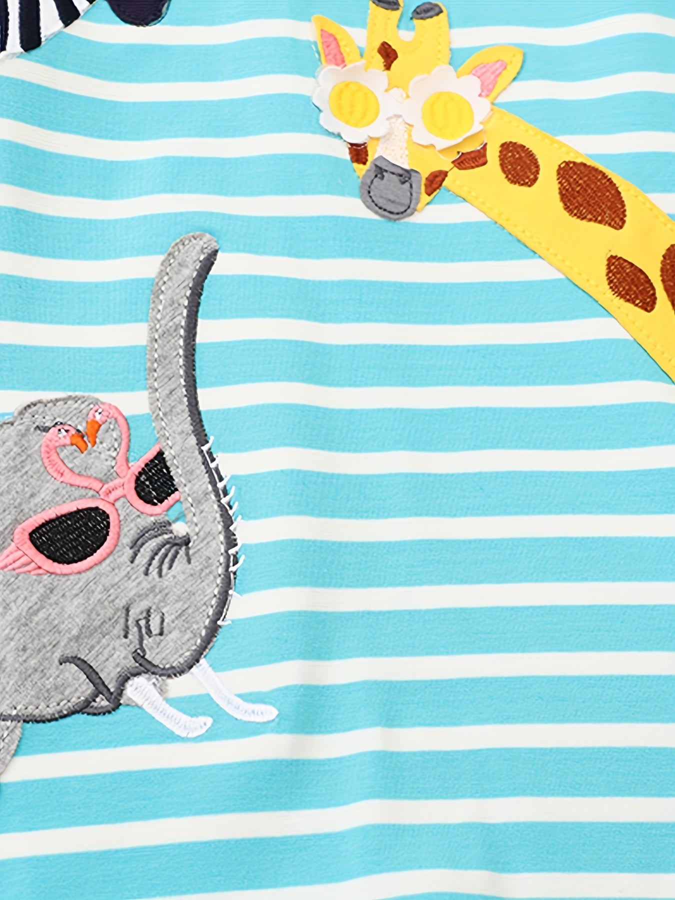 Baby Girls Animal Embroidery Striped Dress For Summer