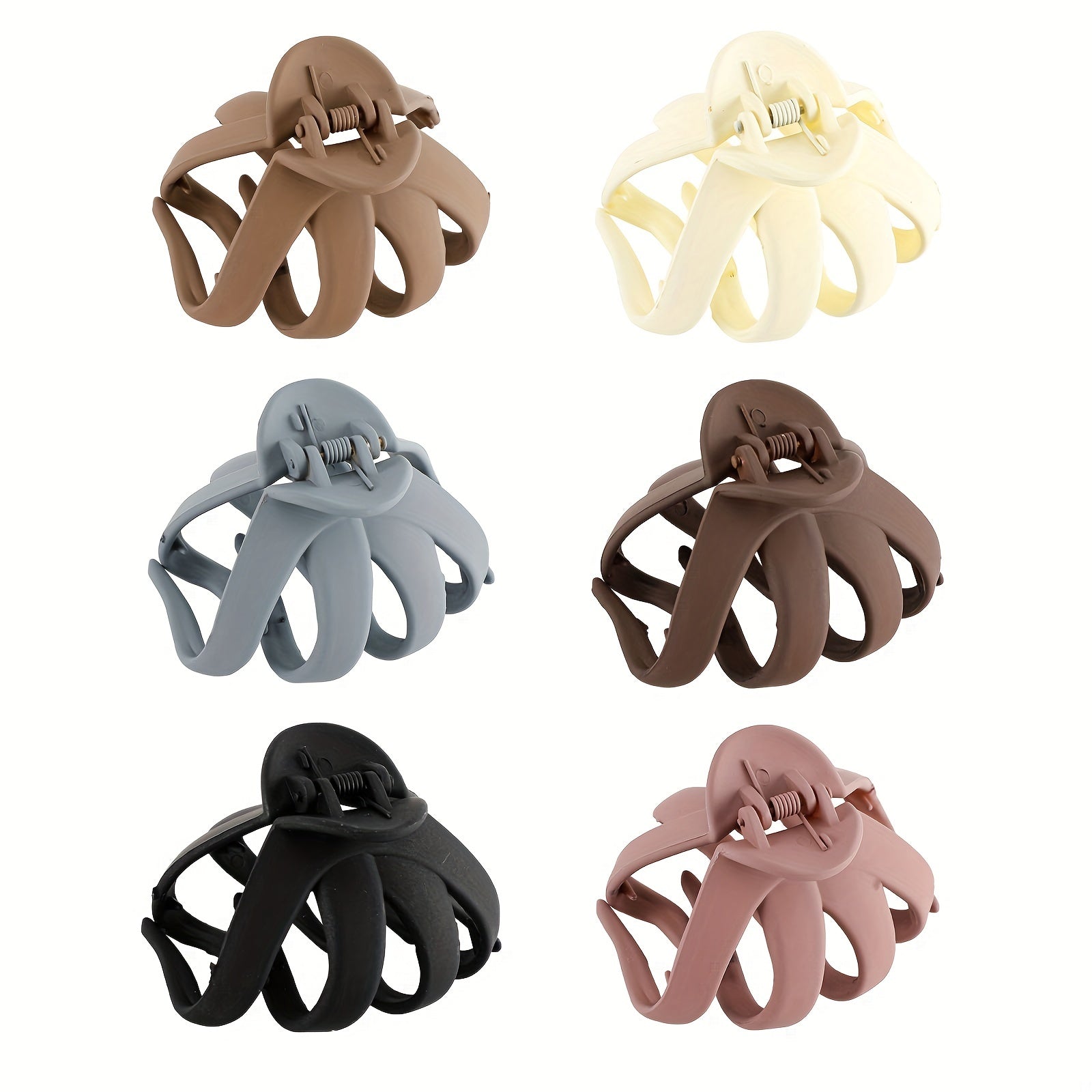 6pcs Octopus Hair Clips Matte Hair Claws Strong Hold Grip Hair Jaw C