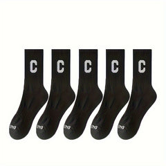 6 Pairs Letter Print Socks Women's Stockings