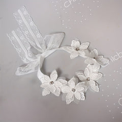 Pink Pearl Lace Flower Hairband for Baby Girls Toddler