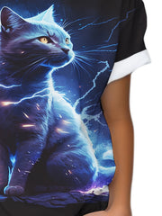 Lightening Cat Graphic T-shirt for Boys and Girls