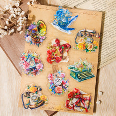 Colorful Retro Objects Flower Stickers Book