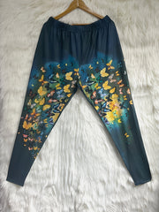 Casual Pants Women's Plus Butterfly Print High Rise Skinny Trousers