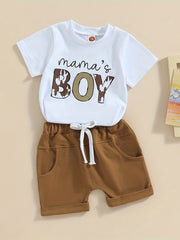 Boys Mama's Boy Graphic T shirt & Shorts Toddler Baby 2pcs Set