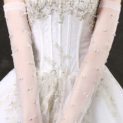 Bridal Lace Gloves Beaded Half Finger Wedding Sleeve Covers