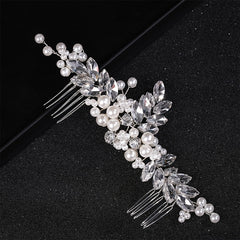 Bride Rhinestone Pearl Comb Wedding Headwear