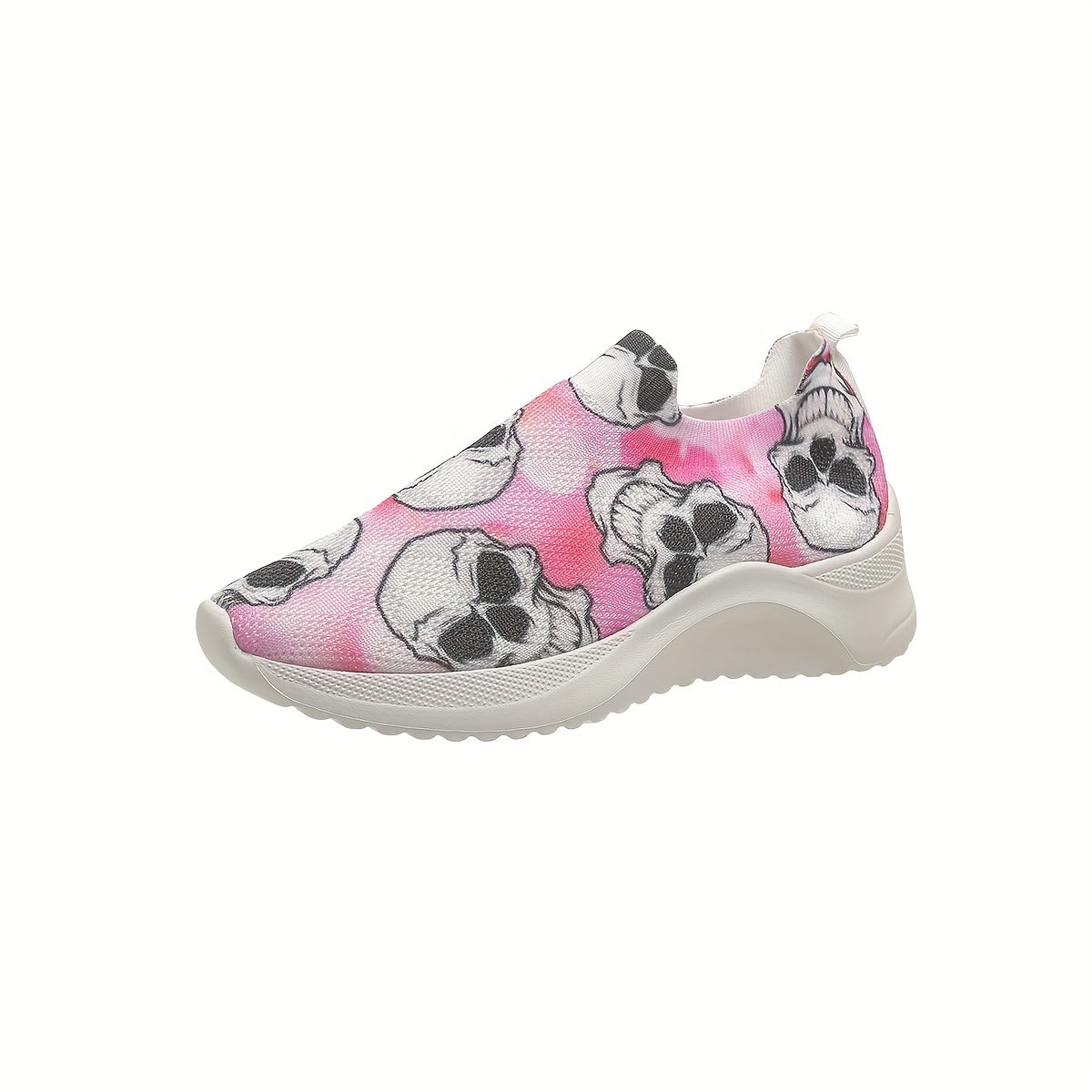 Women's Skull Pattern Sneaker Low Round Toe Non Slip Halloween Shoes