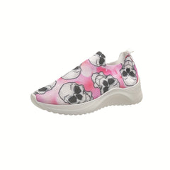 Women's Skull Pattern Sneaker Low Round Toe Non Slip Halloween Shoes
