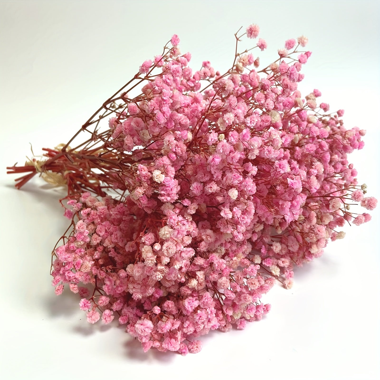 3 Bunches Pink Preserved Baby's Breath Flowers for Vase Home Decor Party