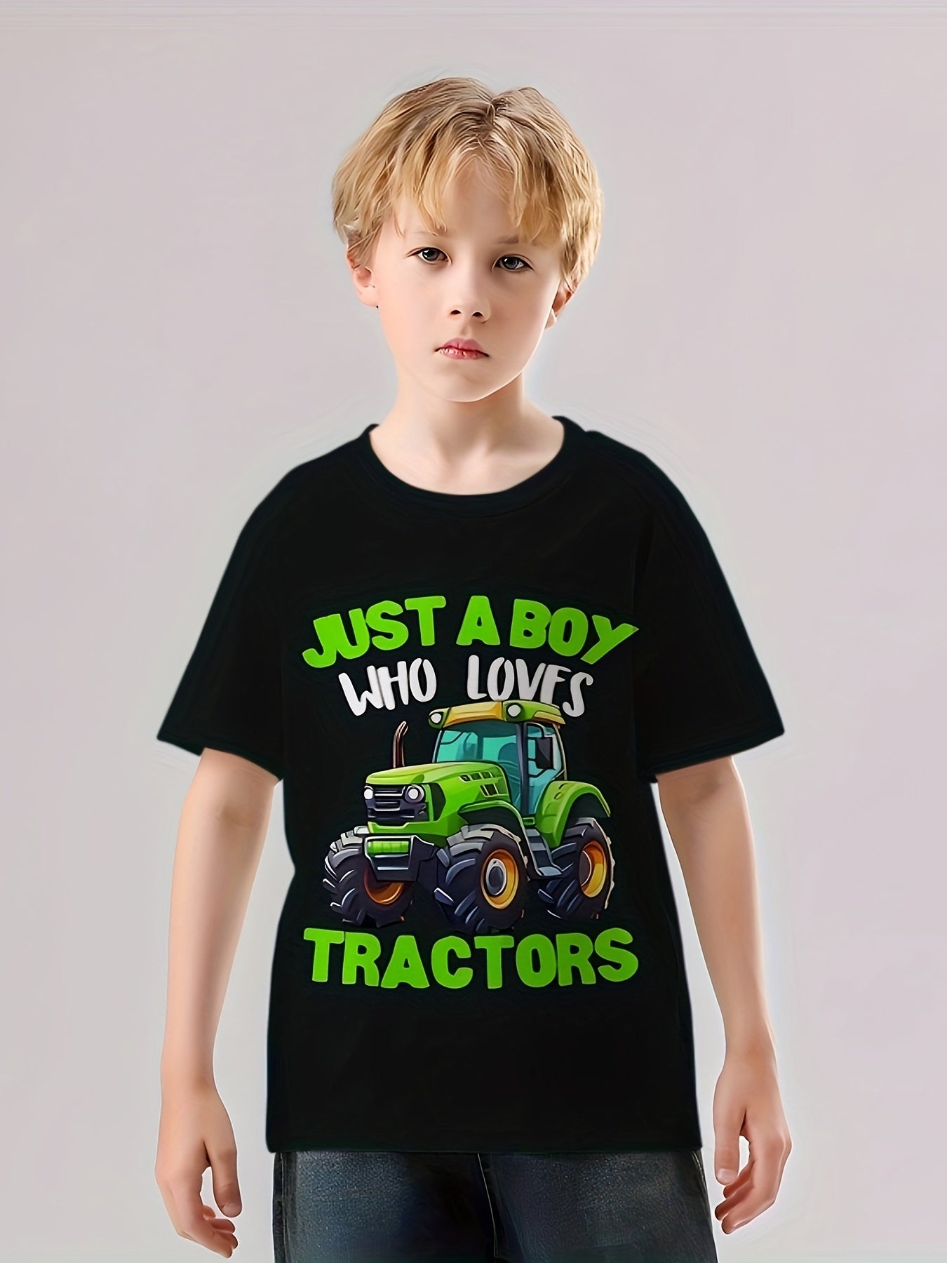 TRACTOR LOVER Print Boy's Short Sleeve T shirt
