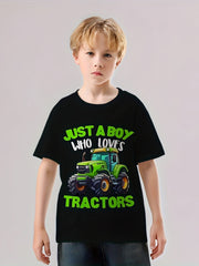 TRACTOR LOVER Print Boy's Short Sleeve T shirt