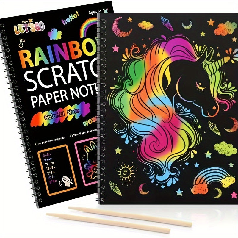 Rainbow Scratch Off Notebooks Arts & Crafts Kit for Kids