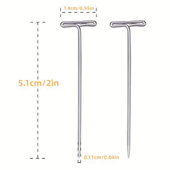 50pcs Stainless Steel Wig T Pins 5.08cm with Plastic Box